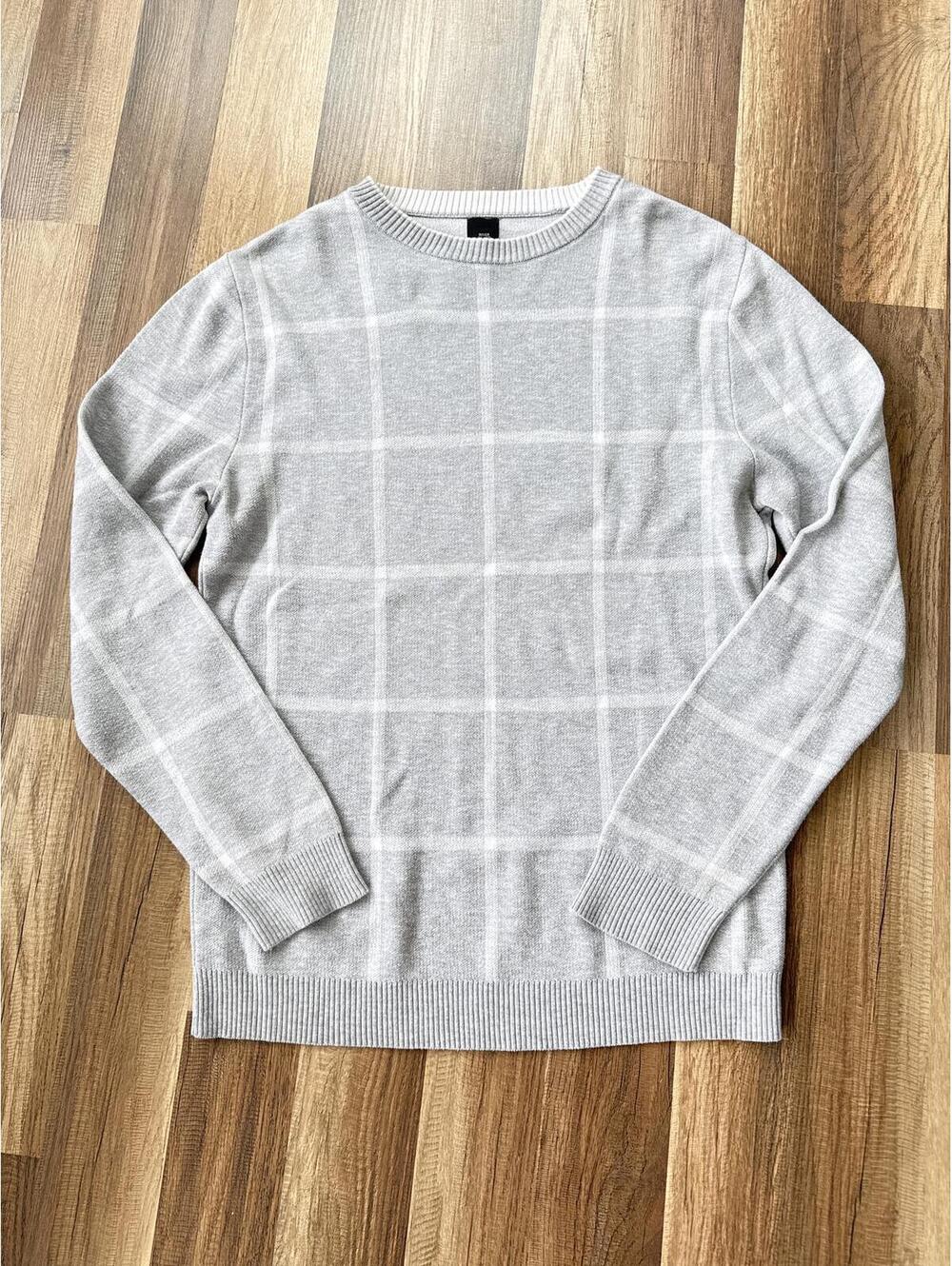 River Island Windowpane Knit Sweater Gray quiet luxury Medium